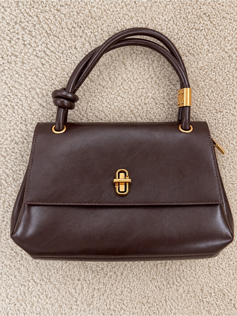 Classic Brown Leather Top-Handle Women's Bag